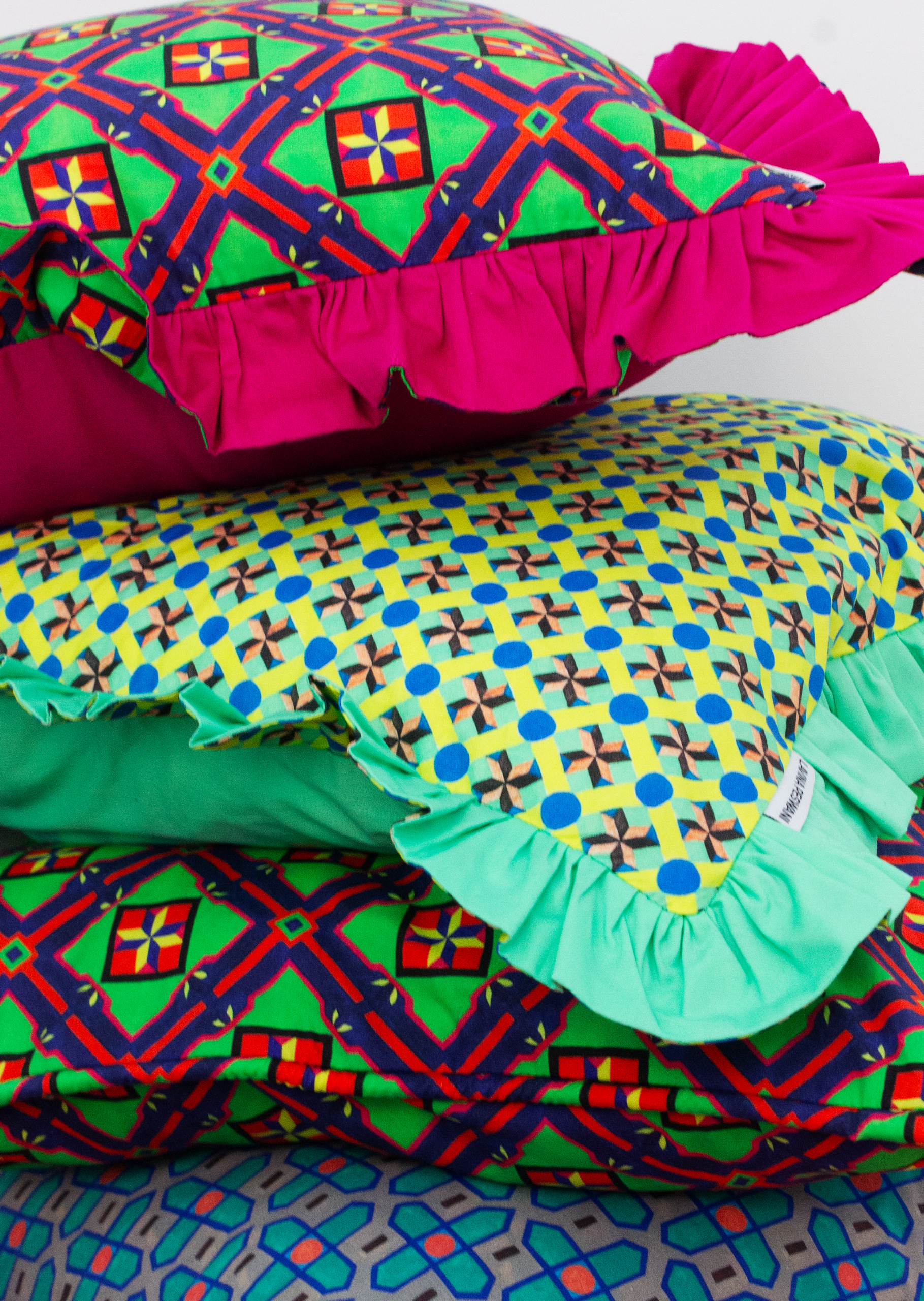 MADE TO ORDER - DUO LIME SHUJA CUSHION