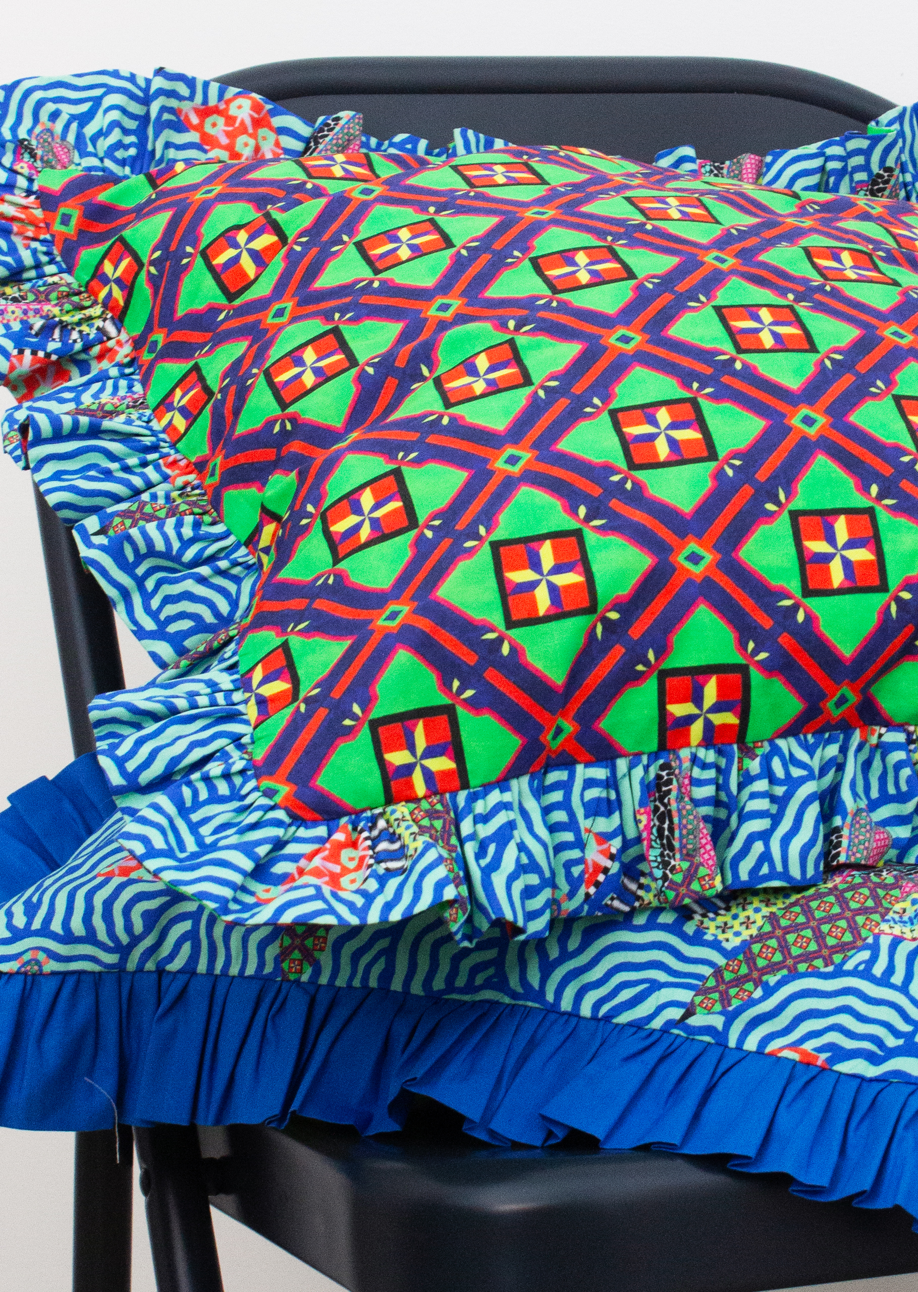 MADE TO ORDER - DUO FLY AWAY AND LIME SHUJA CUSHION