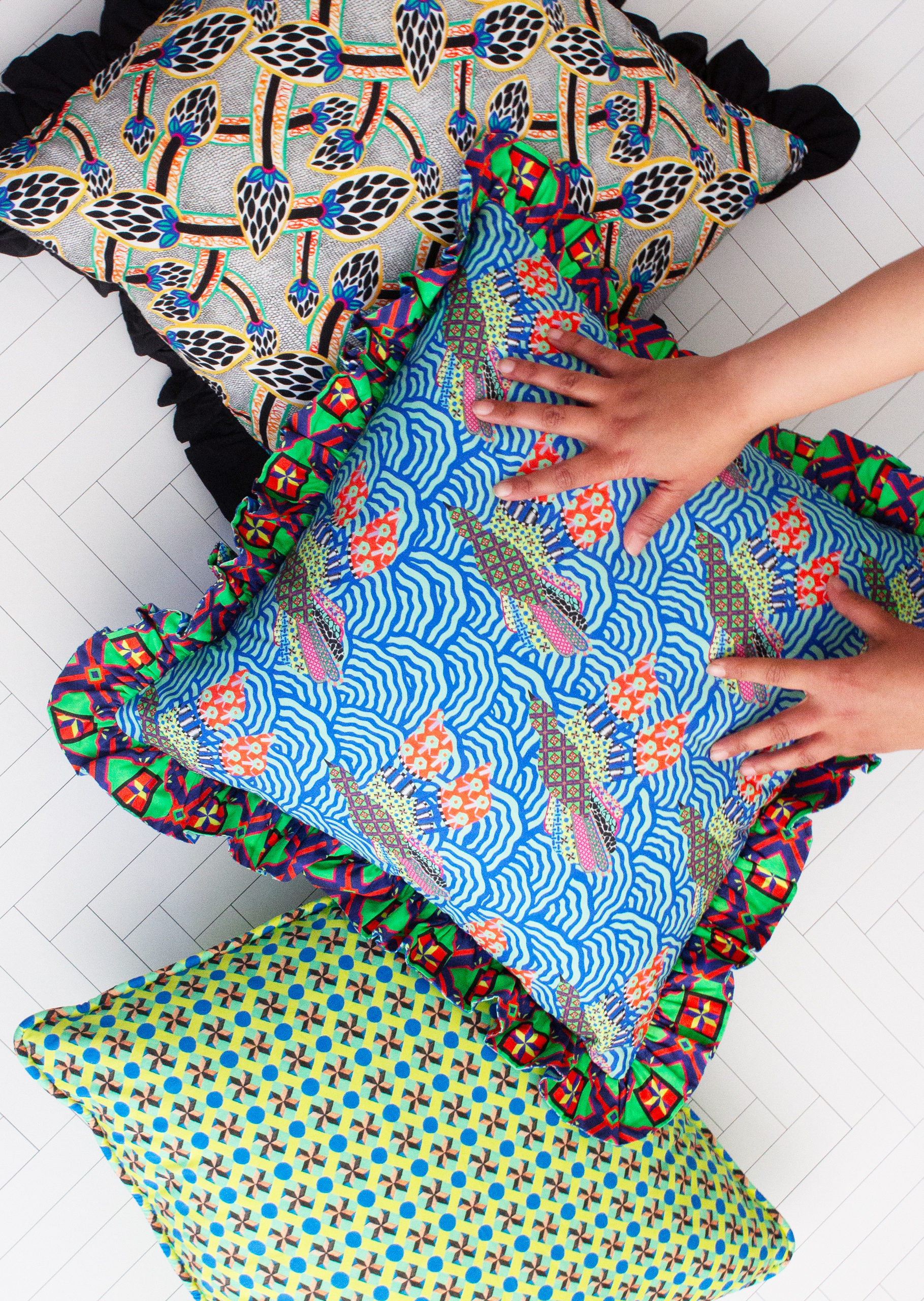 MADE TO ORDER - DUO GREEN PARWAAZ AND FLY AWAY CUSHION